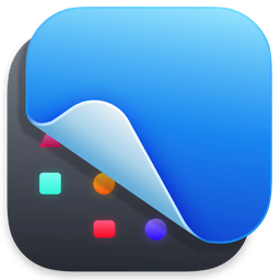 Official CleanShot X for Mac application icon featuring a stylized blue page peeling back to reveal geometric shape symbols on a dark square background.