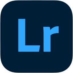 Adobe Lightroom application logo icon featuring the blue Lr lettering on a dark blue square background