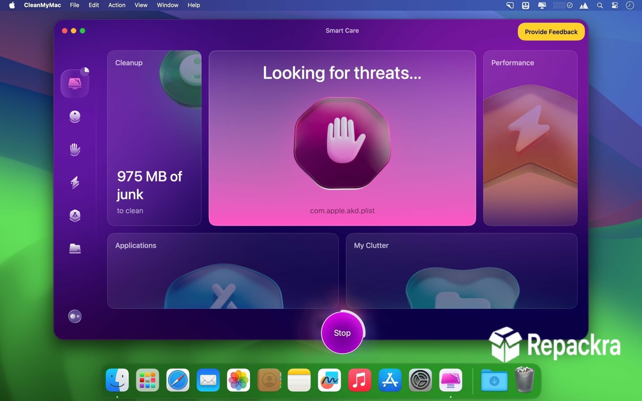 CleanMyMac running a Smart Care scan looking for threats on macOS
