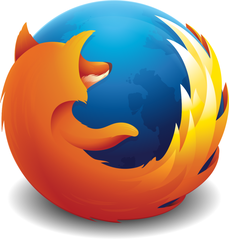 The classic 2013 Mozilla Firefox browser logo featuring a stylized orange fox wrapping around a blue globe against a black background.