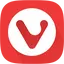 Vivaldi web browser official red and white logo icon.