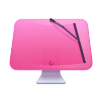 CleanMyMac application logo icon featuring a pink iMac screen graphic with a windshield wiper