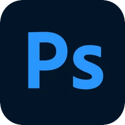 Adobe Photoshop application logo icon featuring bright blue Ps lettering on a rounded dark square background