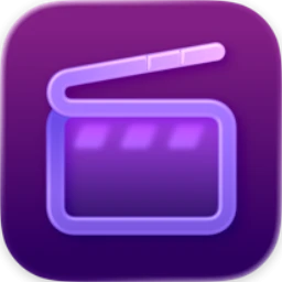 Final Cut Pro application logo icon featuring a purple clapperboard on a rounded square background