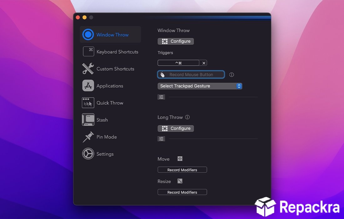 Rectangle Pro for Mac Window Throw Preferences Settings Screenshot