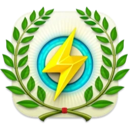 Almighty for Mac official application icon featuring a yellow lightning bolt and green laurel wreath.