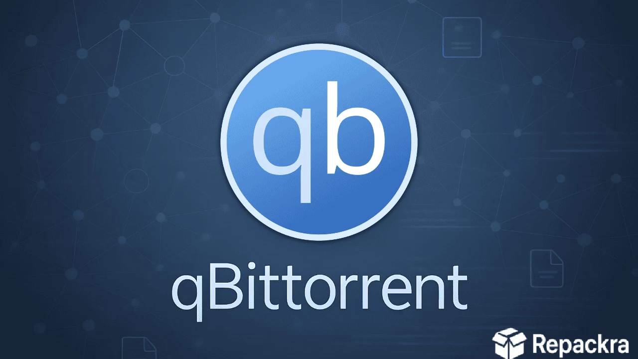 Official qBittorrent open-source software logo banner featuring the blue qb circle icon and white text typography.