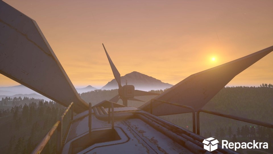 Voices of the Void Gameplay Satellite Dish View Sunrise Mountain Landscape Screenshot