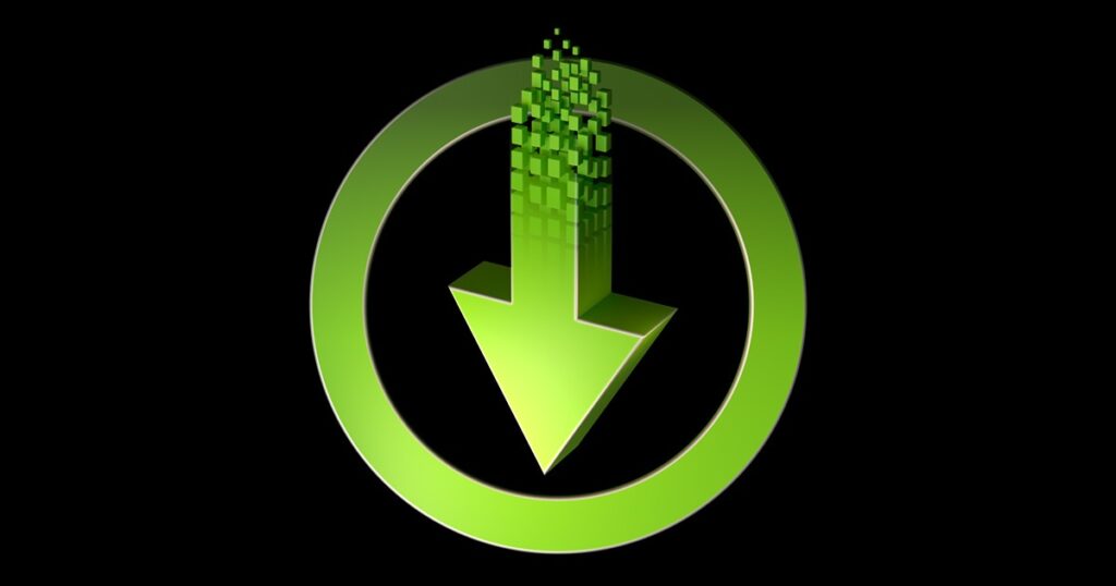 NVIDIA GeForce Game Ready Driver Official Download Green Arrow Icon Isolated Graphic