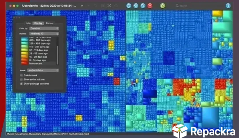 GrandPerspective for Mac Display Settings Heatmap Map Screenshot
