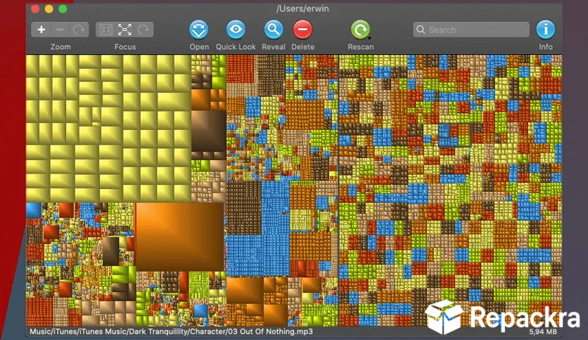 GrandPerspective for Mac Toolbar Scan Overview Screenshot