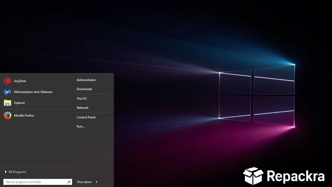 Classic Start Menu open on a Windows 10 preinstallation environment desktop showing diagnostic tools.