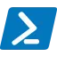 PowerShell application icon featuring a white command line greater-than symbol and underscore inside a blue parallelogram.