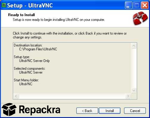 UltraVNC for Windows Ready to Install Setup Screenshot