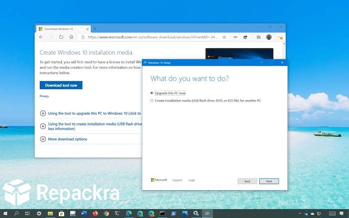 Windows Media Creation Tool Setup Window Upgrade This PC Option Screenshot
