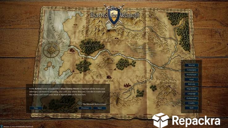 Battle for Wesnoth Main Menu Map Interface Screenshot