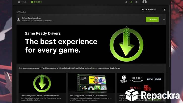 NVIDIA GeForce Game Ready Driver for PC Official Download Page Screenshot