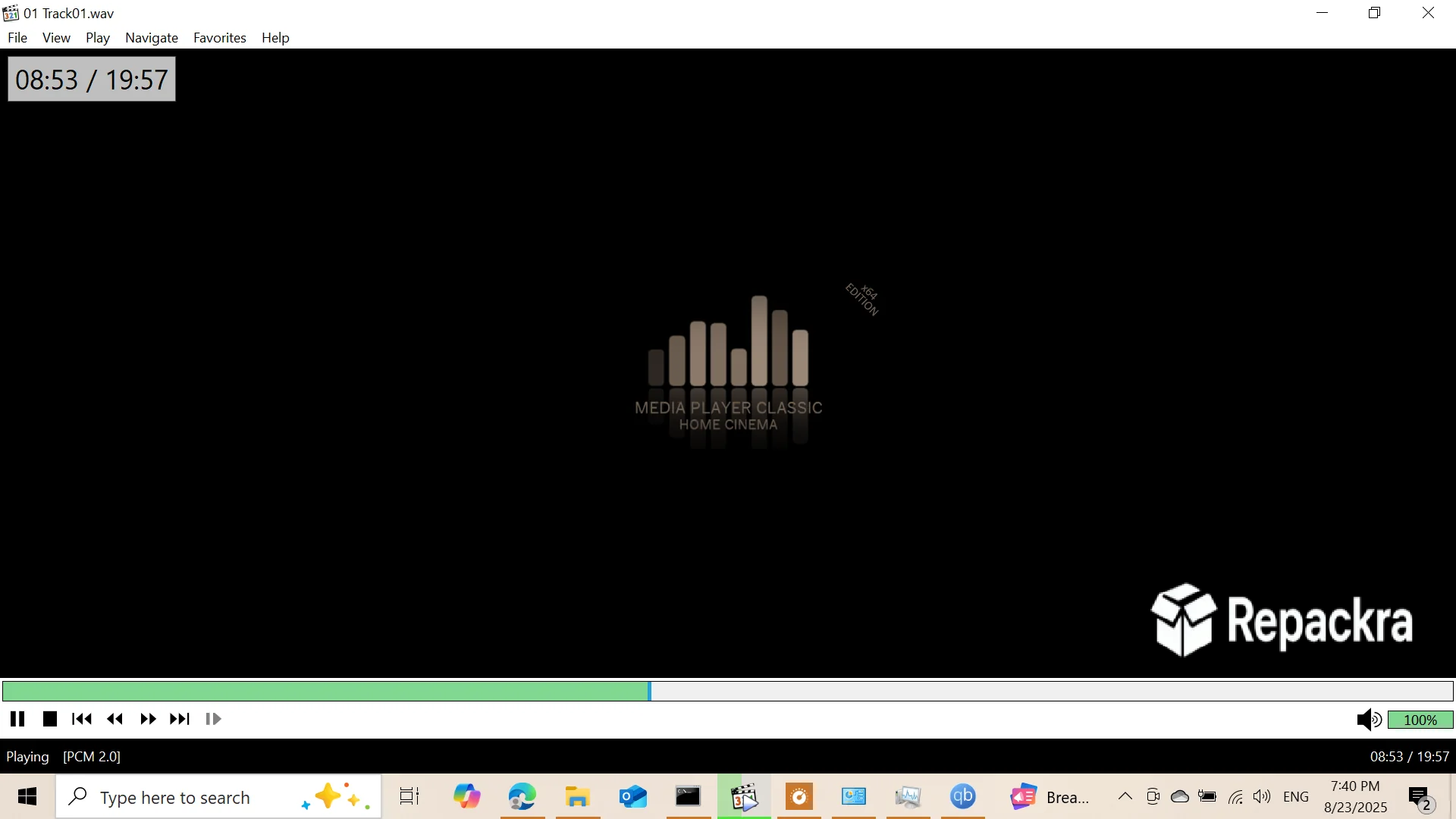 Media Player Classic Home Cinema MPC-HC Audio Playback Desktop Interface Screenshot