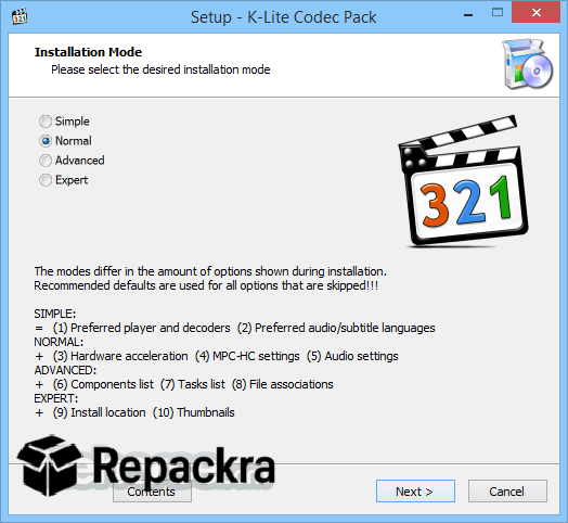 K Lite Codec Pack for Windows Setup Installation Mode Screenshot