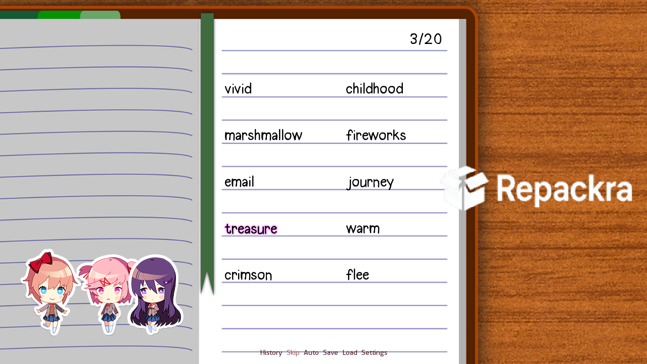 Doki Doki Literature Club Poem Minigame Interface Screenshot