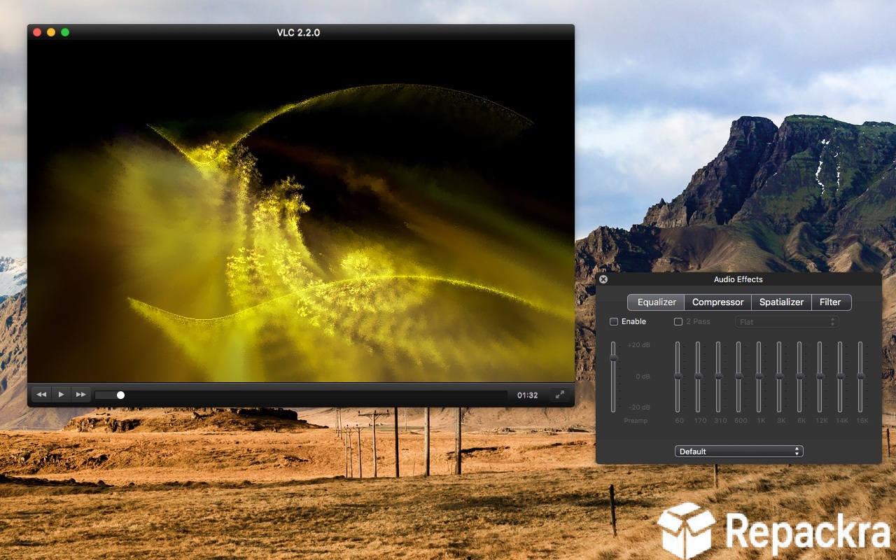 VLC Media Player for Mac Audio Playback Dark Interface Screenshot