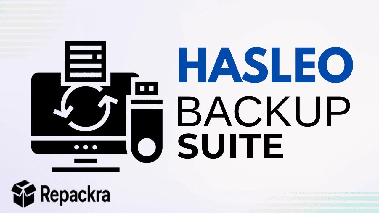Hasleo Backup Suite Banner Graphic with Computer Monitor and USB Storage Drive Icon