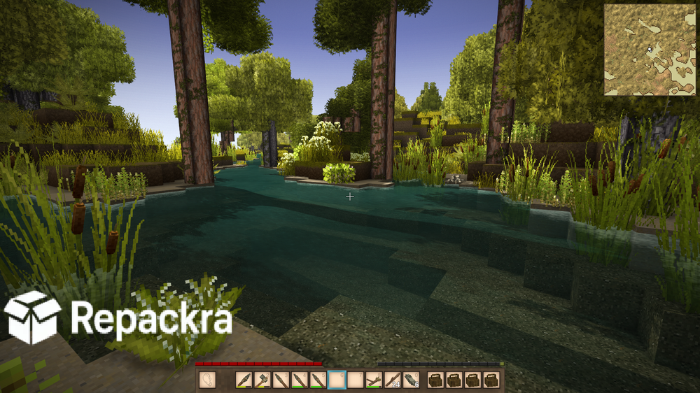 Vintage Story Forest River Shoreline First Person Gameplay Screenshot