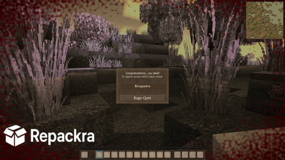 Vintage Story Player Death Screen Overlay Gameplay Screenshot
