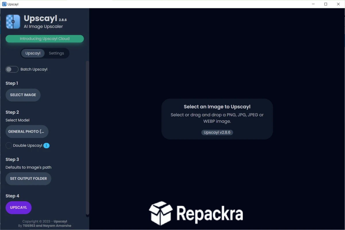 Upscayl Desktop App Default Main Screen Drag and Drop Workspace Screenshot