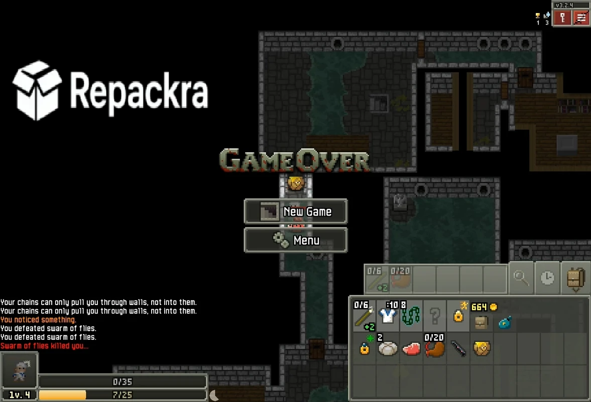 Shattered Pixel Dungeon Game Over Death Screen Screenshot