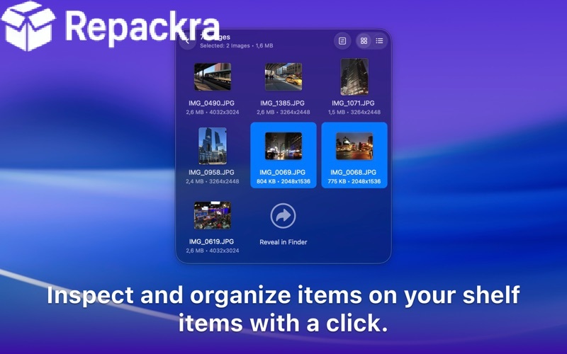 Dropover macOS Shelf Content Inspection and File Organization Feature Screenshot