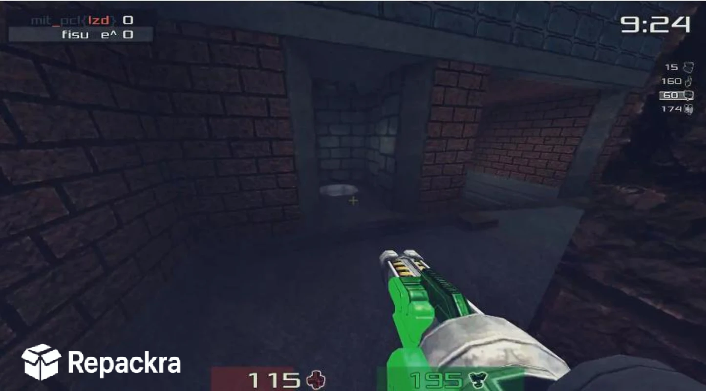 Xonotic Brick Corridor Arena First Person View Screenshot