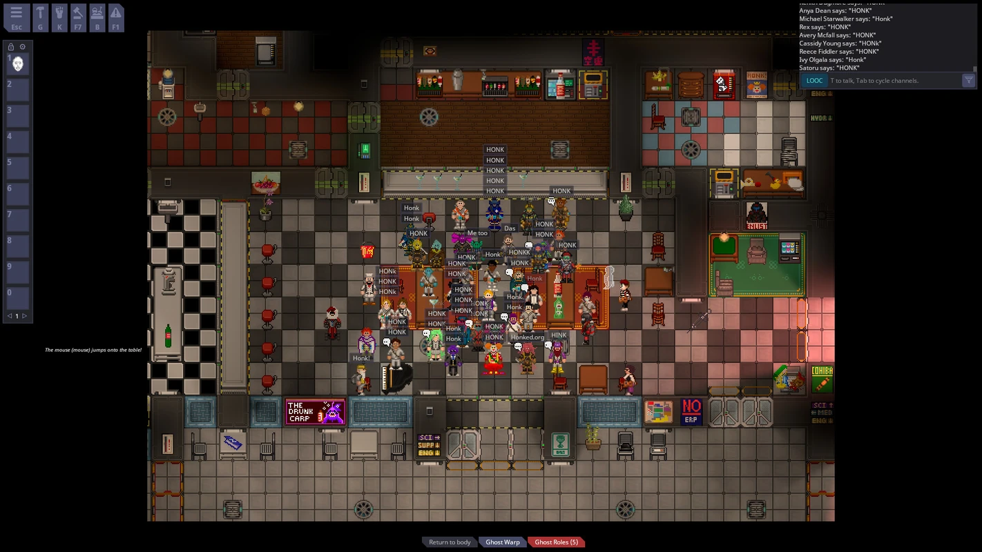 Space Station 14 Bar Crowd Clown Honk Event Gameplay Screenshot