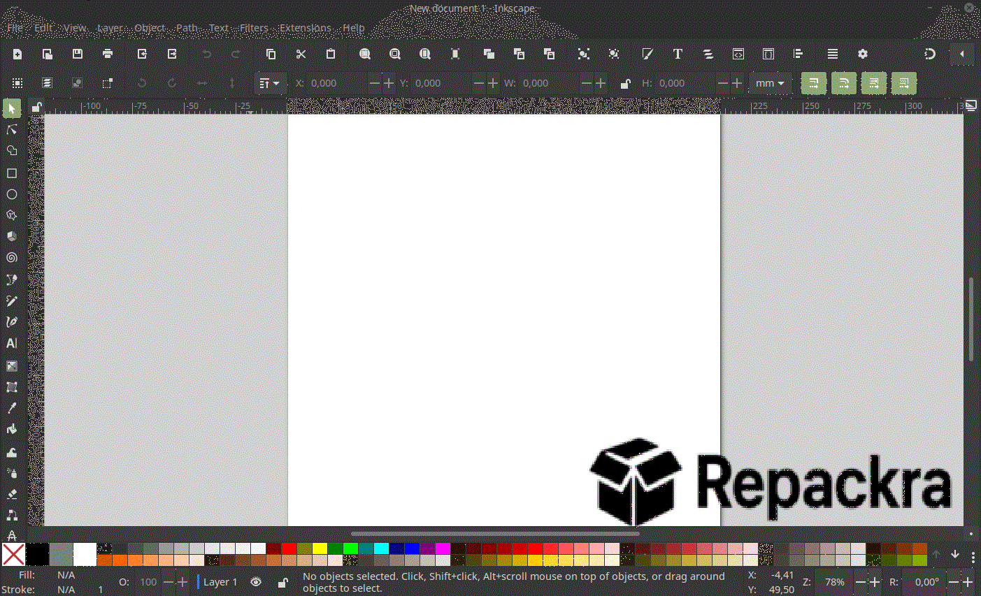 Inkscape 1.4 Vector Graphics Editor Blank Canvas Interface Screenshot