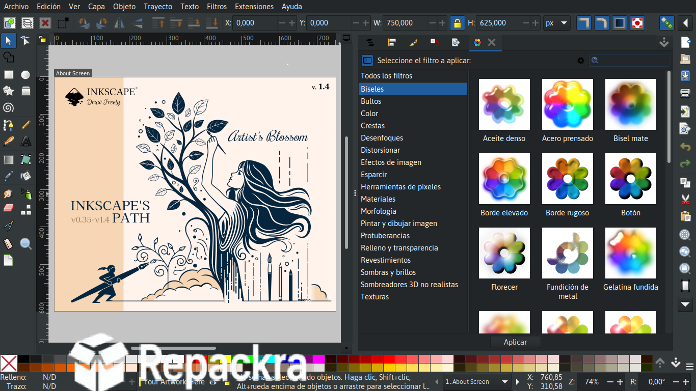 Inkscape 1.4 Vector Graphics Editor Workspace Interface Screenshot