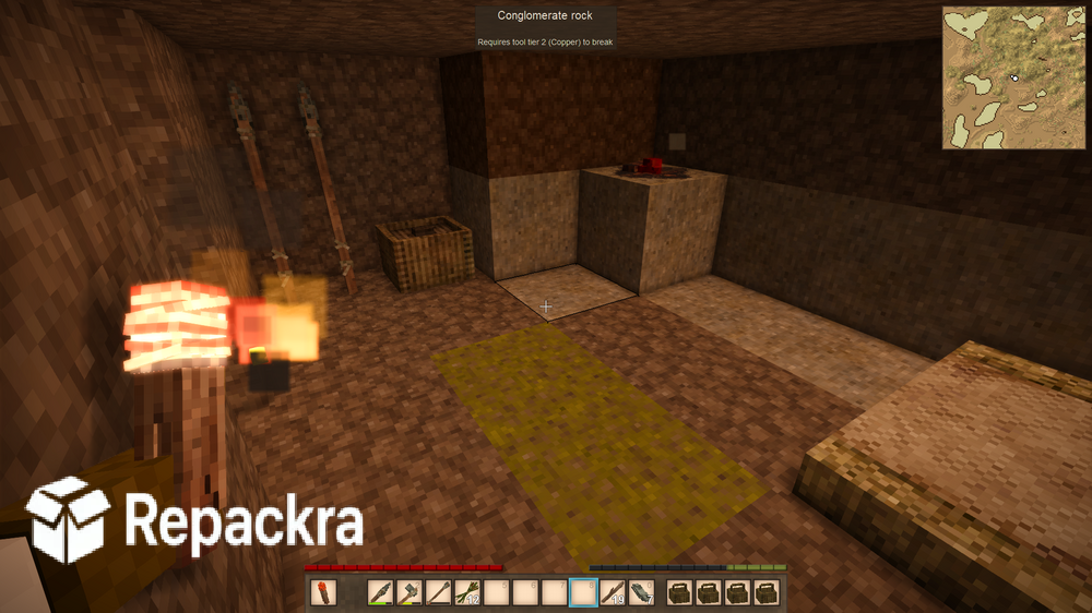 Vintage Story Underground Shelter Interior First Person Gameplay Screenshot