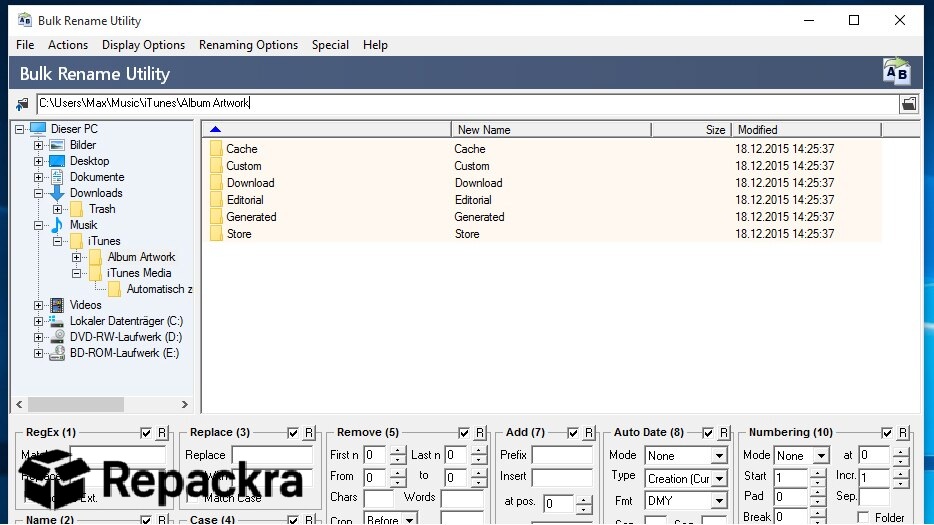 Bulk Rename Utility Windows Application Main Interface Screenshot