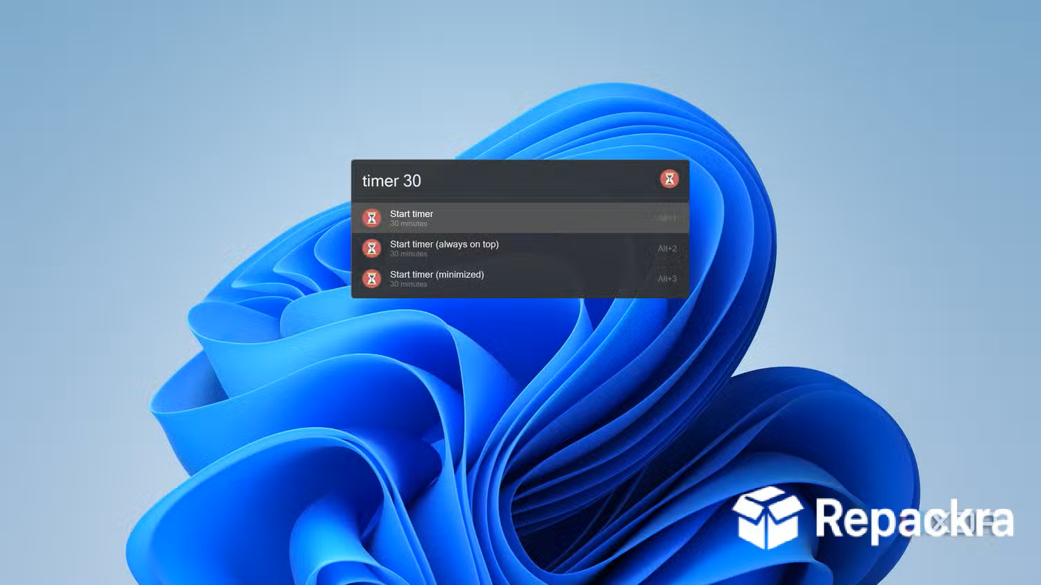 Flow Launcher Search Bar Timer Command Execution Screenshot
