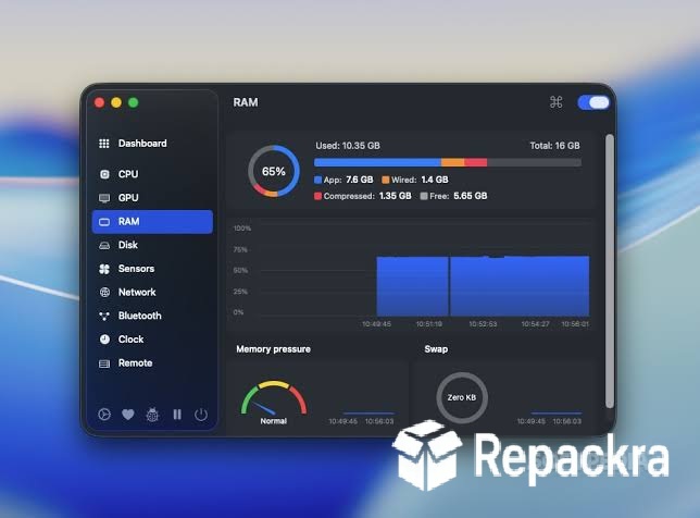 Stats macOS System Monitor RAM Memory Usage Settings Dashboard