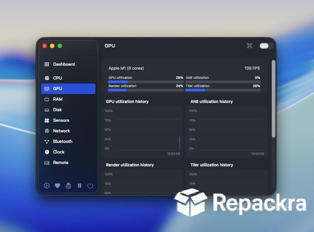 Stats macOS System Monitor GPU Utilization Dashboard