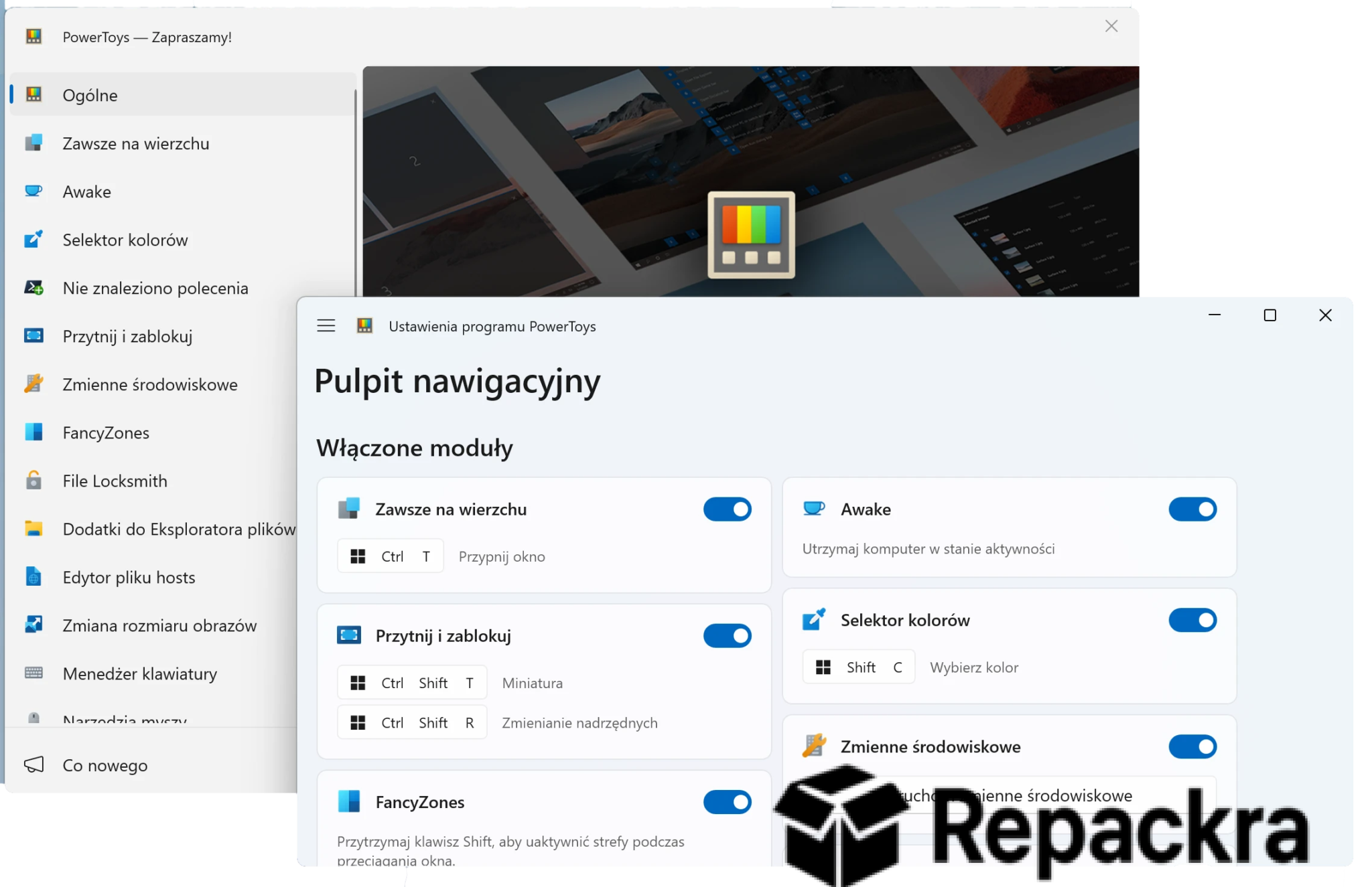Microsoft PowerToys Settings Dashboard Polish Interface Screenshot