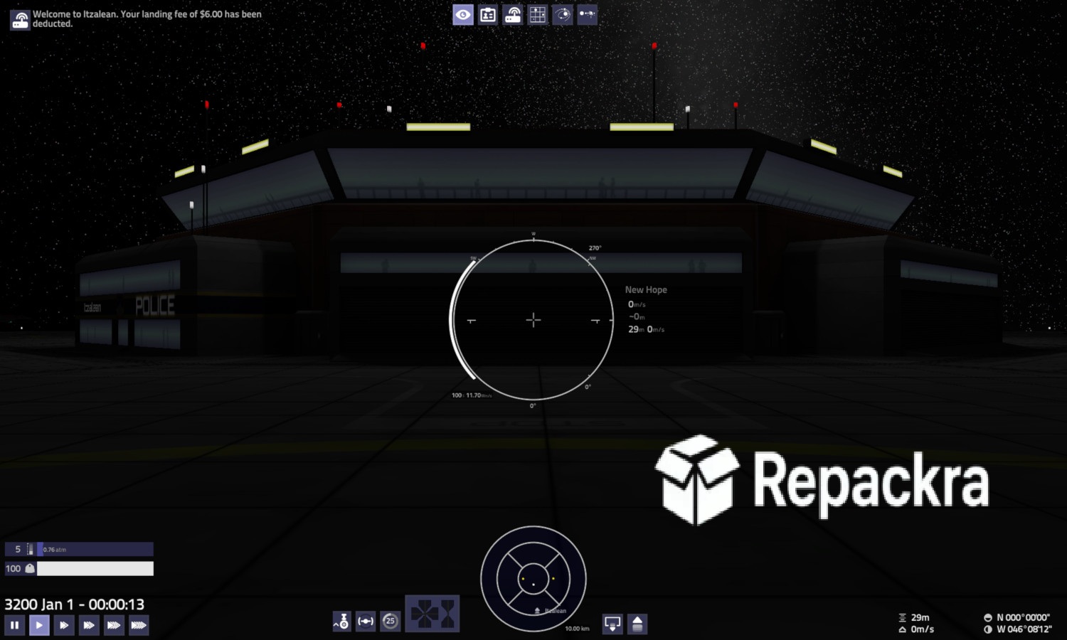 Pioneer Space Sim Spaceport Landing Pad Surface Interface Screenshot