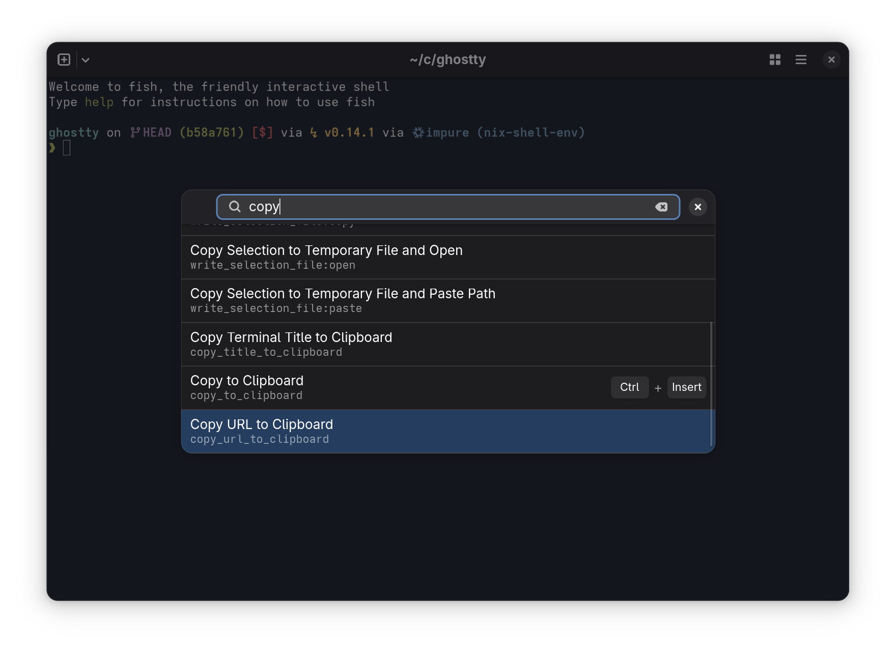 Ghostty Terminal Command Palette Overlay on Linux GTK