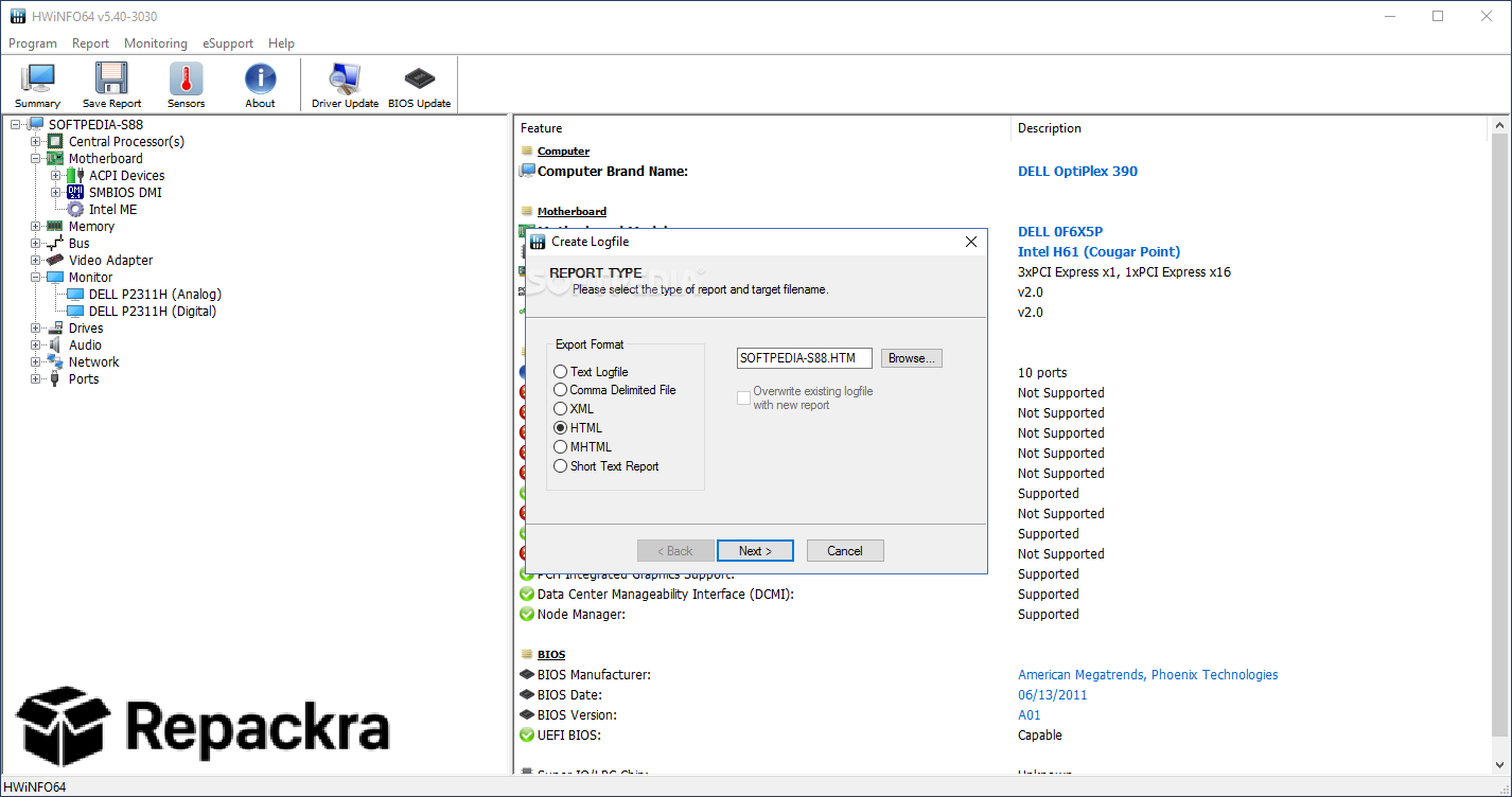 hwinfo64-create-logfile-report-type-selection-interface