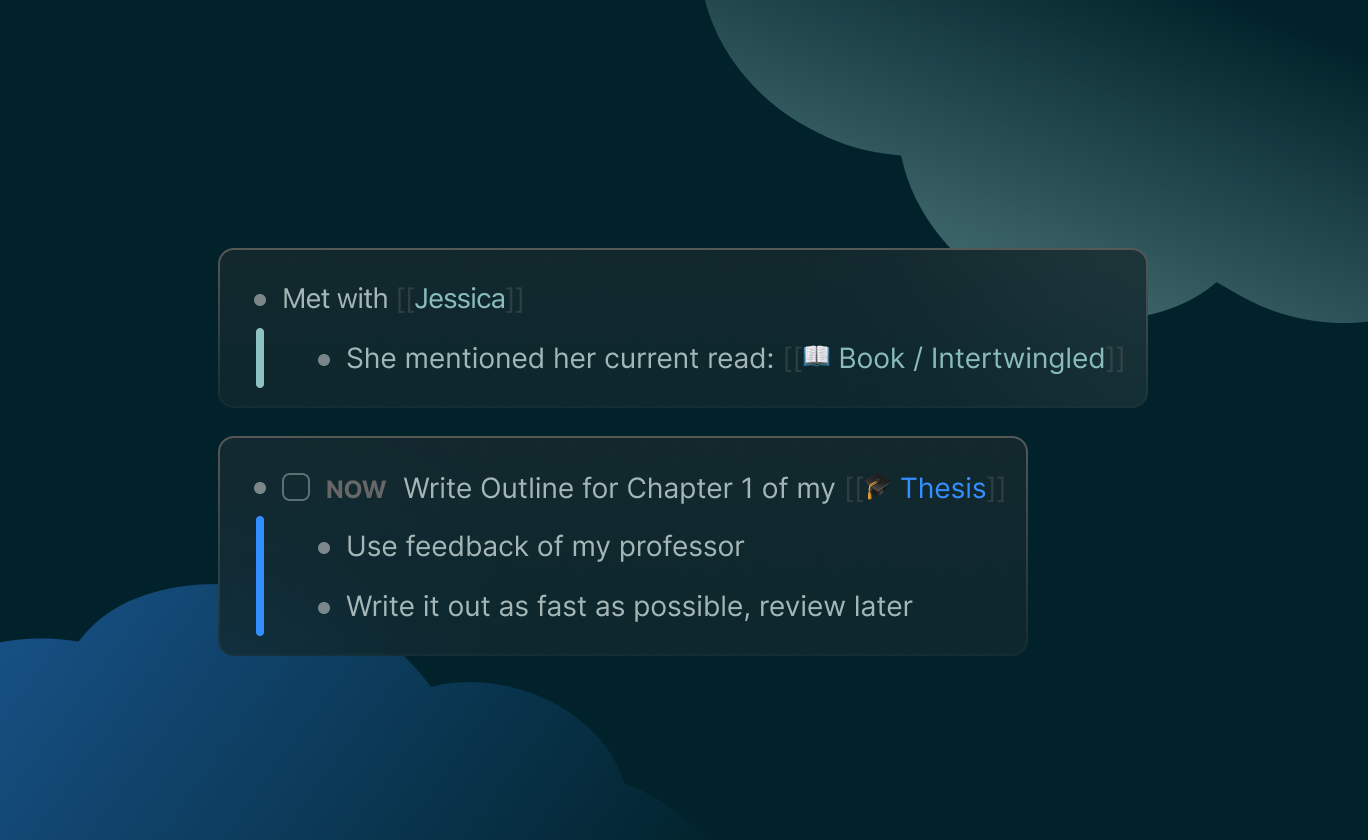 Logseq Outliner Block Note-Taking and Task Workflow Interface