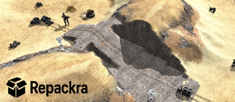 Zero-K Strategy Game Terrain Modification Showing Excavated Trench and Ramp