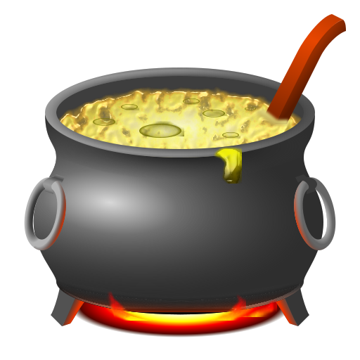 Dungeon Crawl Stone Soup Game Logo Icon Featuring Boiling Cauldron