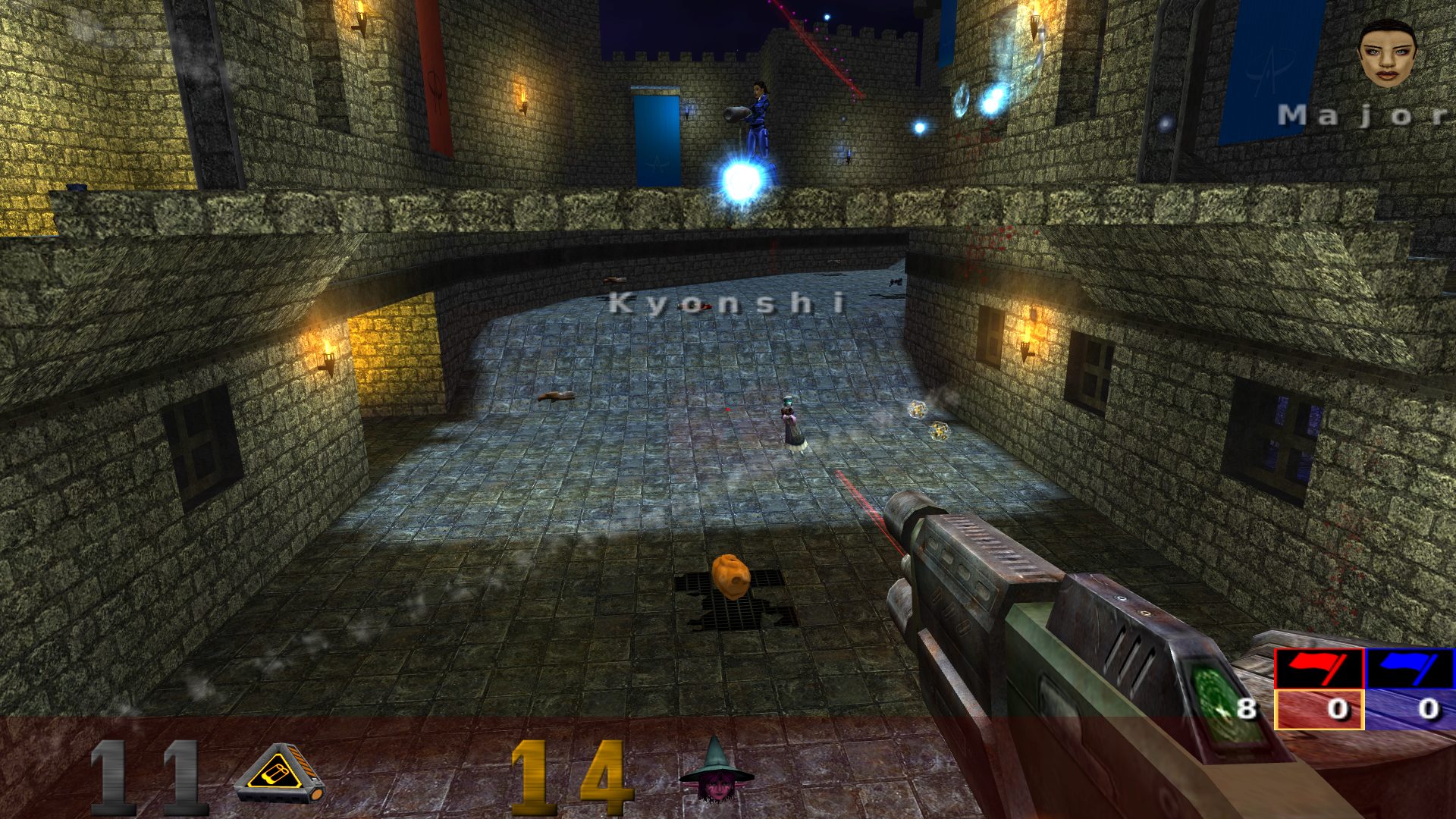 OpenArena Gameplay Screenshots Showing First-Person Combat, Character Models, Arena Maps, and Capture The Flag Matches