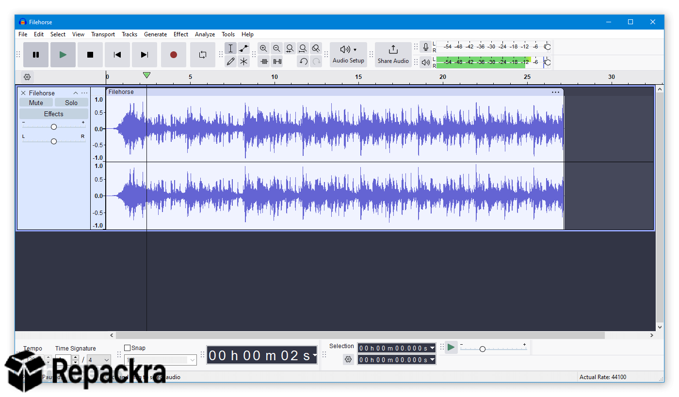 Audacity Audio Editor Interface Stereo Track Waveform Display